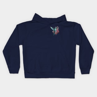 Hummingbird and Floral Illustration Kids Hoodie